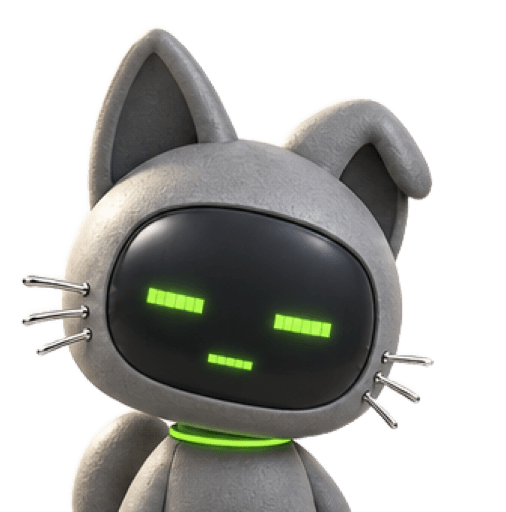 Robot cat looking chill
